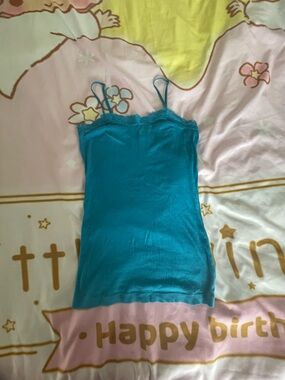 Teal Lace Trim Cami Tank Top